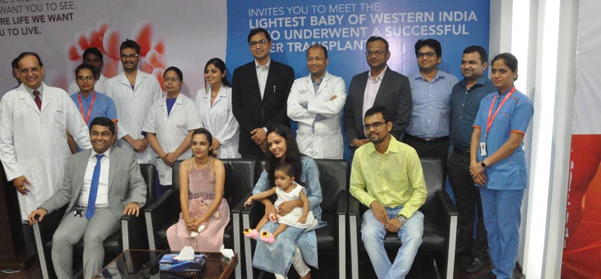 Global Hospital performs a successful liver transplant on lightest baby weighing 4.7 Kg from Western India