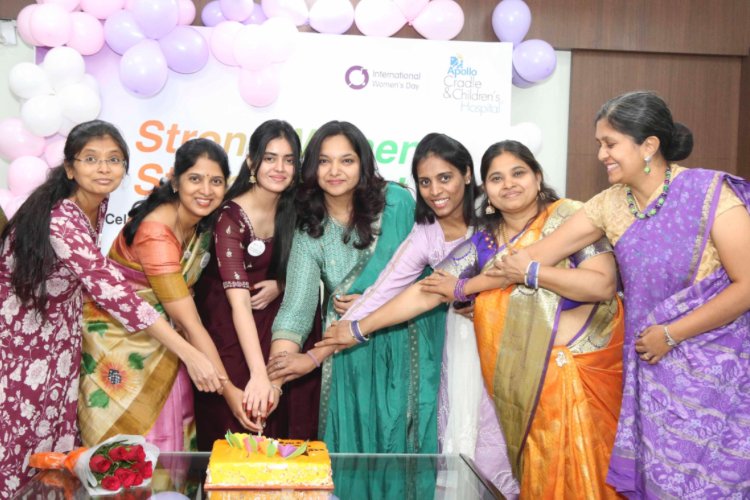 Actress Kushita Kallapu joins in the International Women's Day celebrations at Apollo Cradle, Kondapur!
